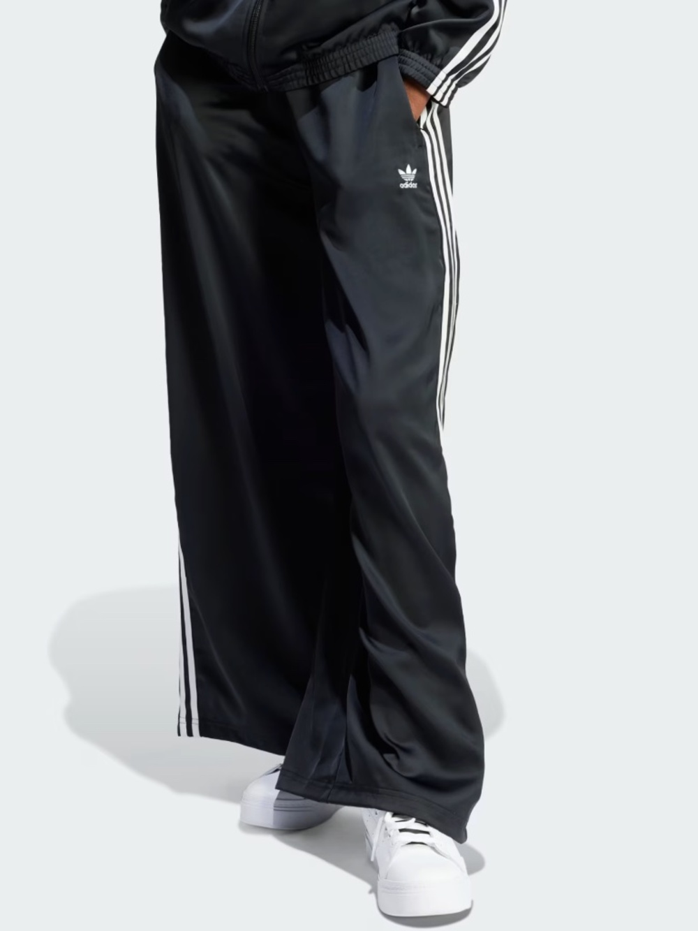 Adidas Adicolor Satin Wide Leg Black Track Pants